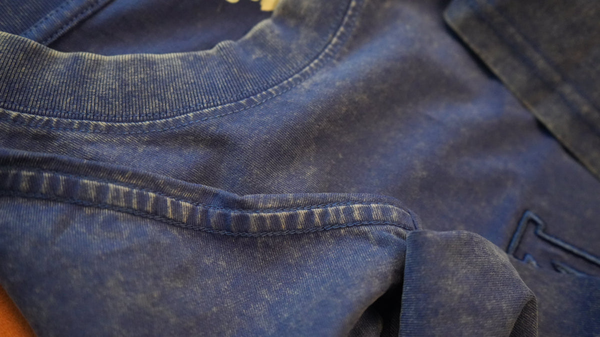 Gwajazi “Golden Stitch” Tee - Midnight Indigo