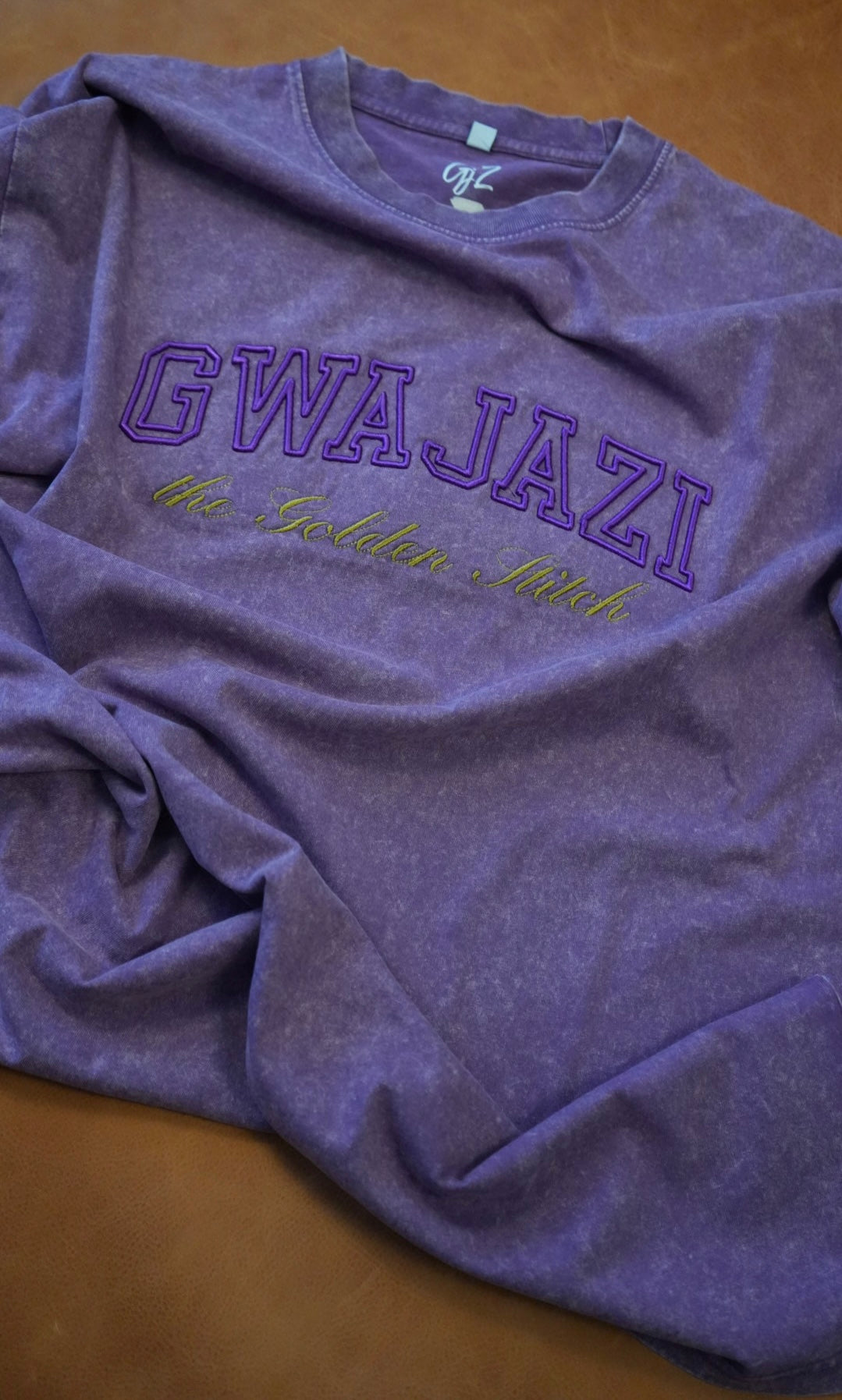Gwajazi “Golden Stitch” Tee - Royal Plum