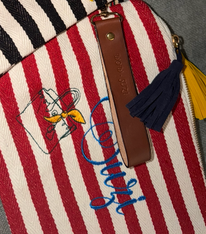 Personalised Striped Canvas Pouch