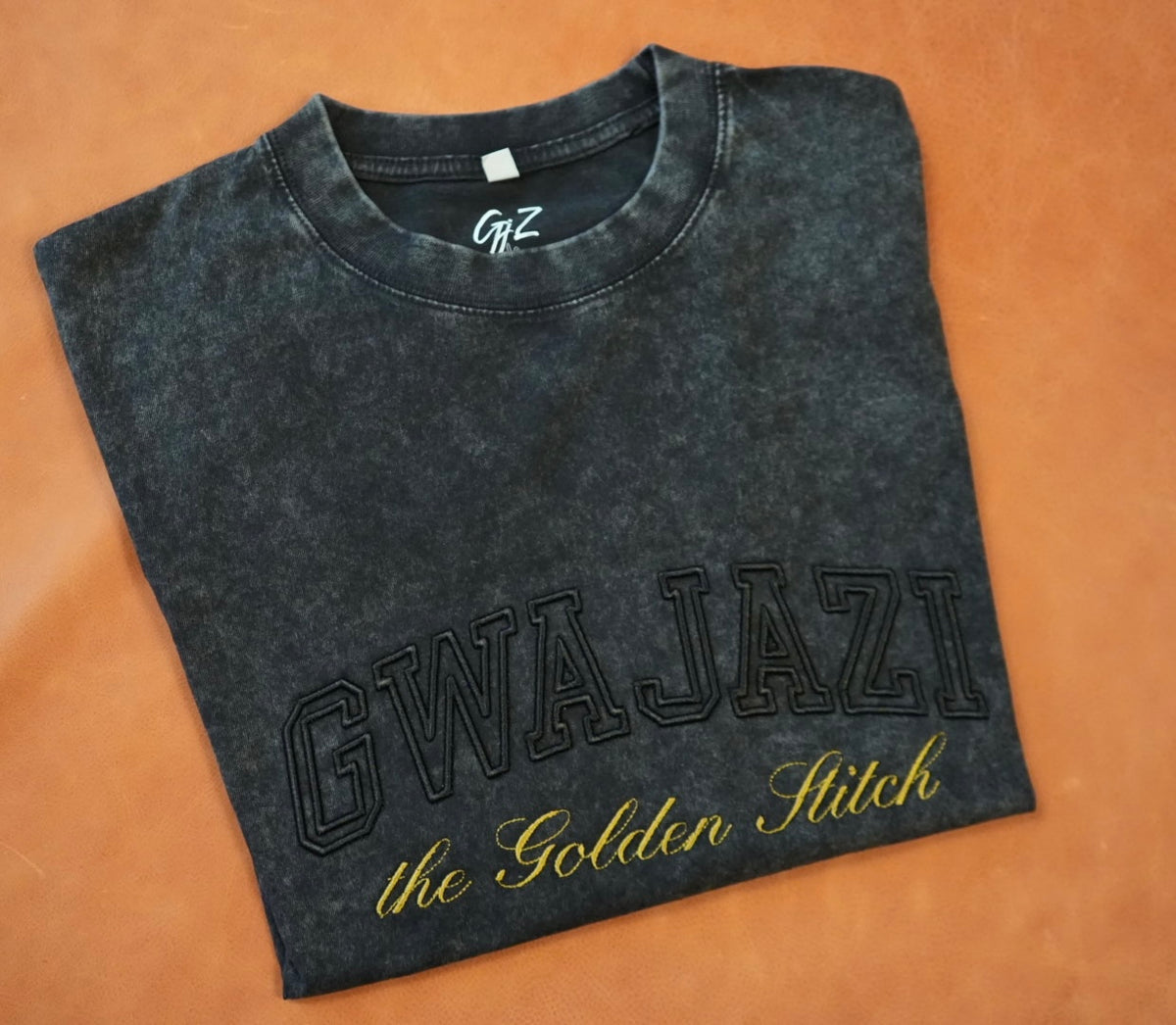 Gwajazi “Golden Stitch” Tee - Black