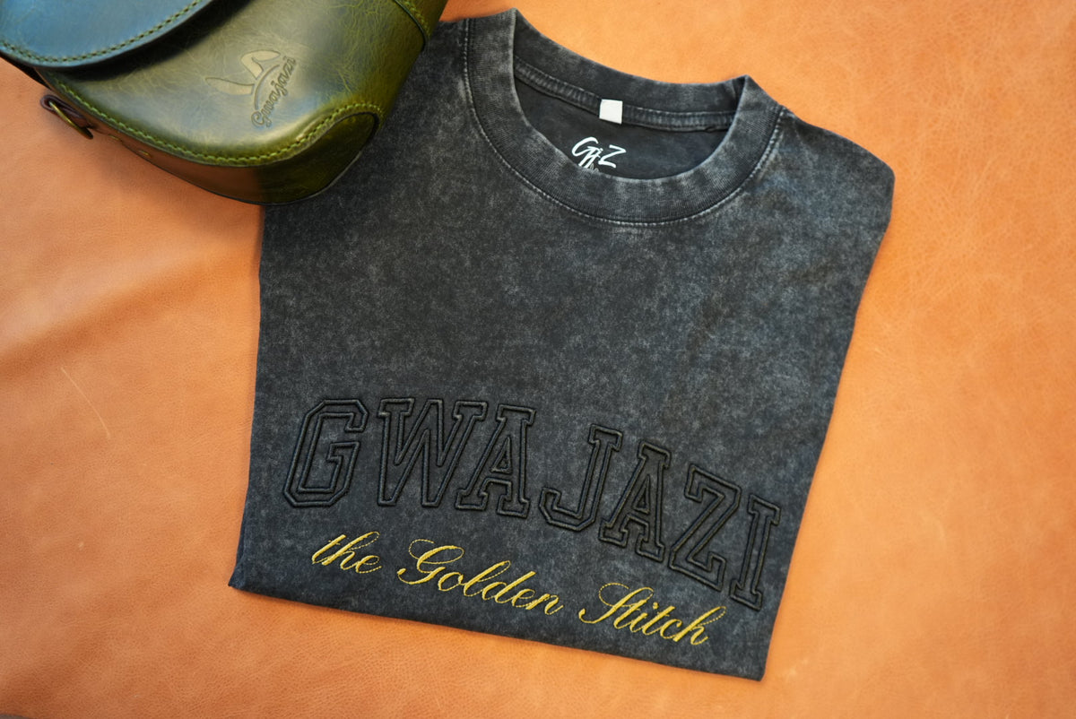 Gwajazi “Golden Stitch” Tee - Black