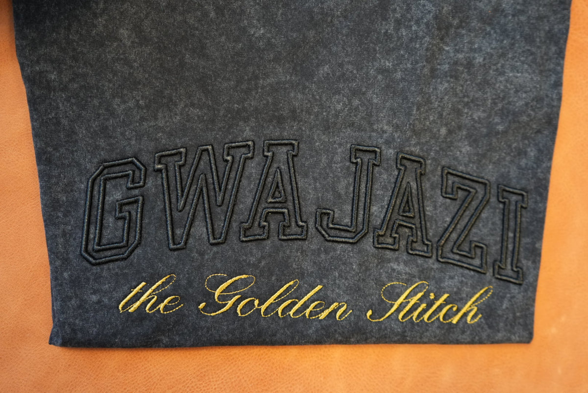Gwajazi “Golden Stitch” Tee - Black