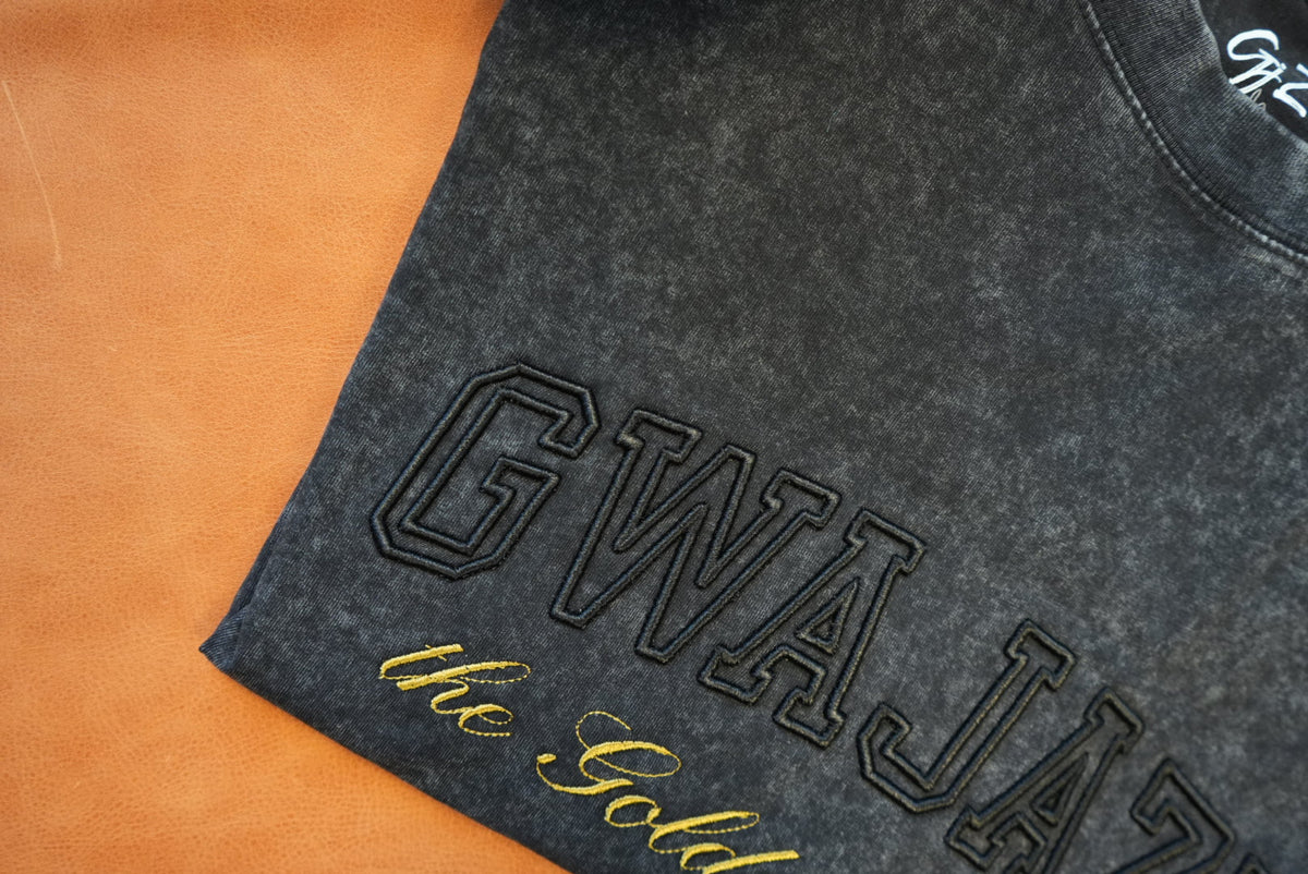 Gwajazi “Golden Stitch” Tee - Black