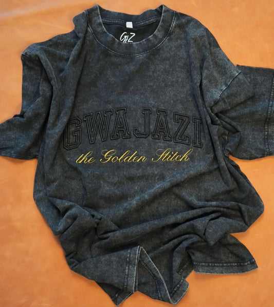 Gwajazi “Golden Stitch” Tee - Black
