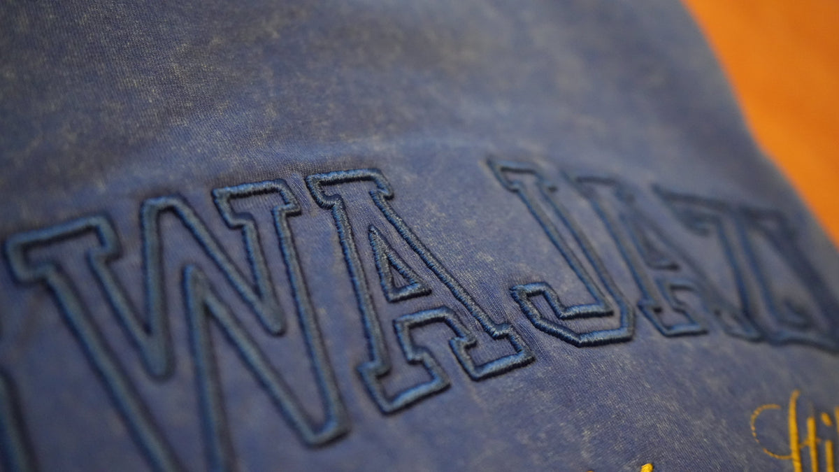 Gwajazi “Golden Stitch” Tee - Midnight Indigo
