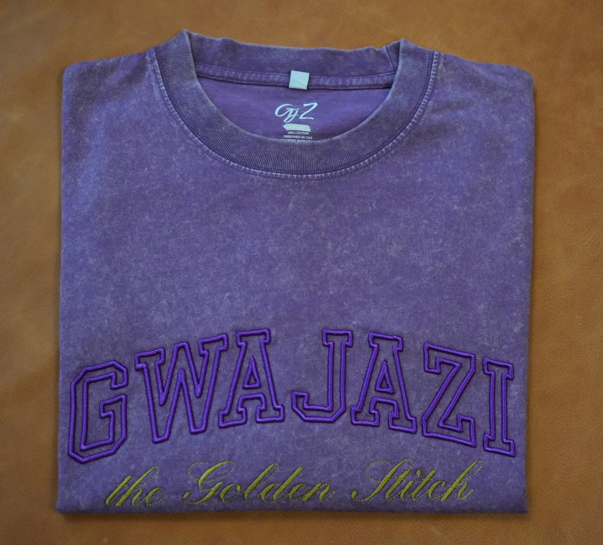 Gwajazi “Golden Stitch” Tee - Royal Plum