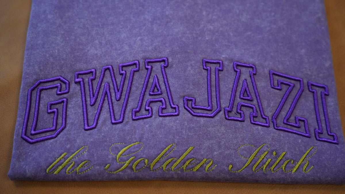 Gwajazi “Golden Stitch” Tee - Royal Plum