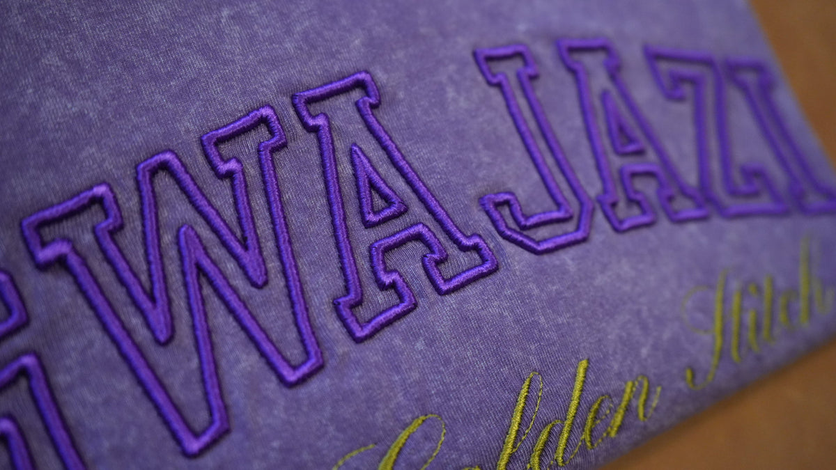 Gwajazi “Golden Stitch” Tee - Royal Plum