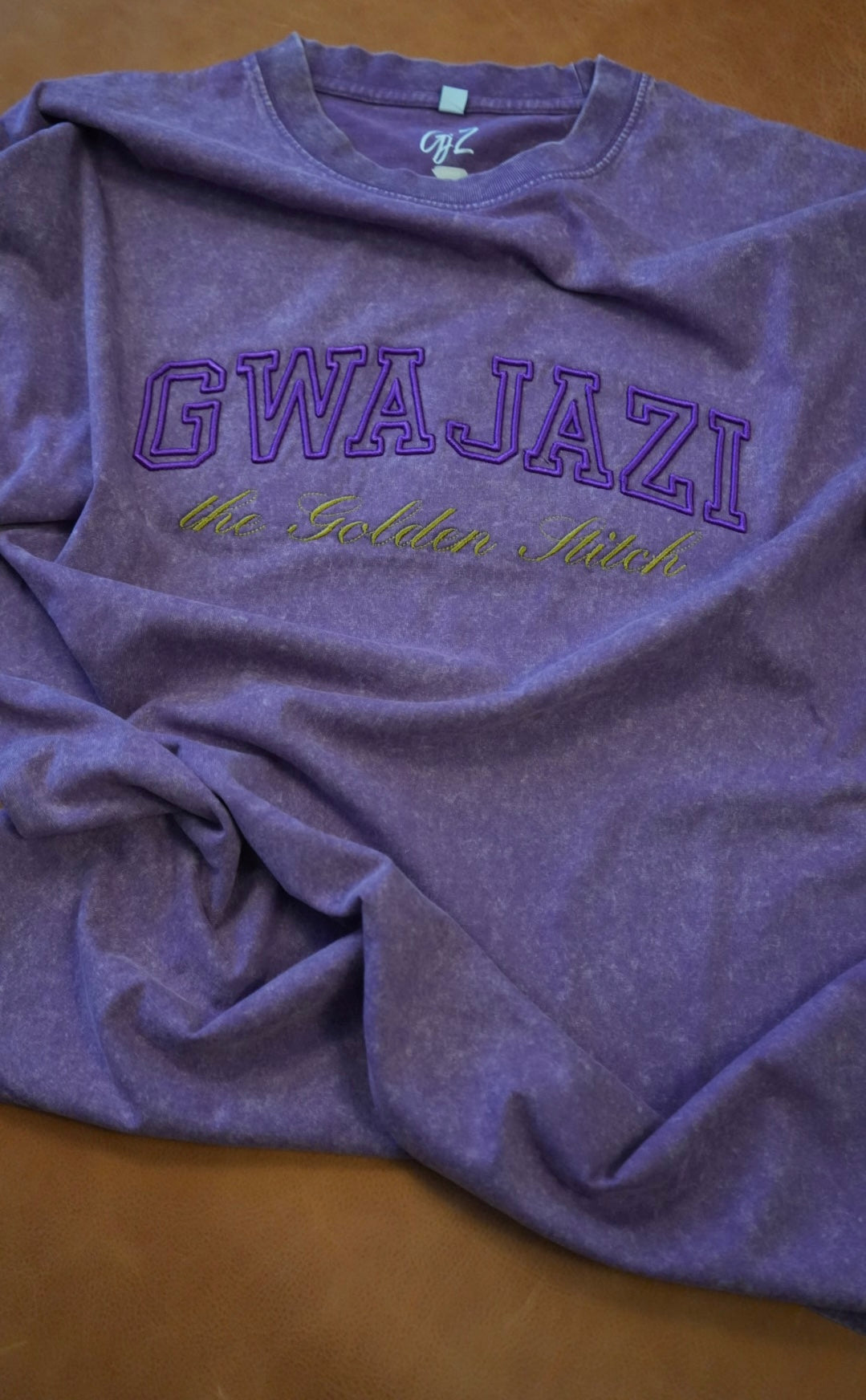 Gwajazi “Golden Stitch” Tee - Royal Plum