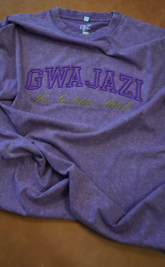 Gwajazi “Golden Stitch” Tee - Royal Plum