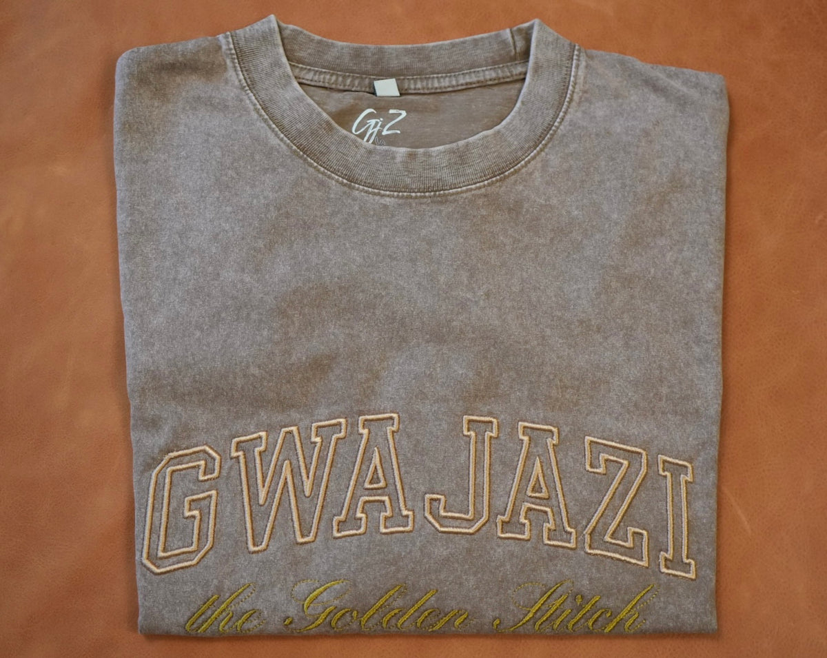 Gwajazi “Golden Stitch” Tee - Sahara Sand