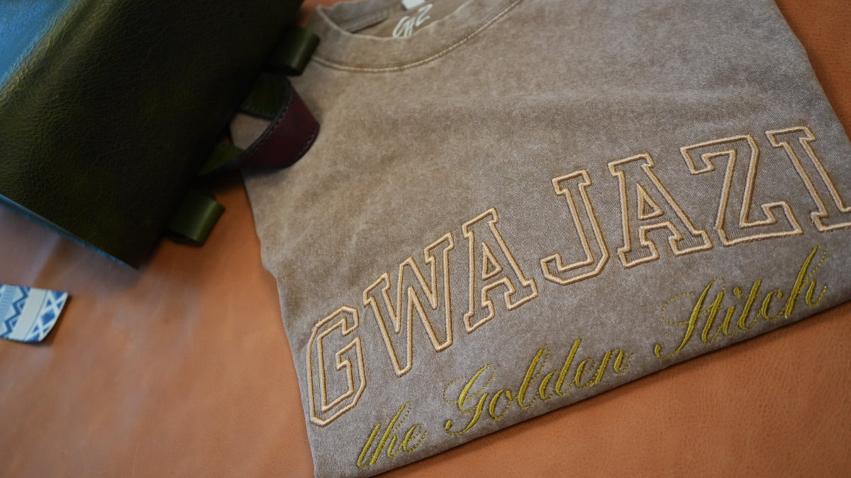 Gwajazi “Golden Stitch” Tee - Sahara Sand