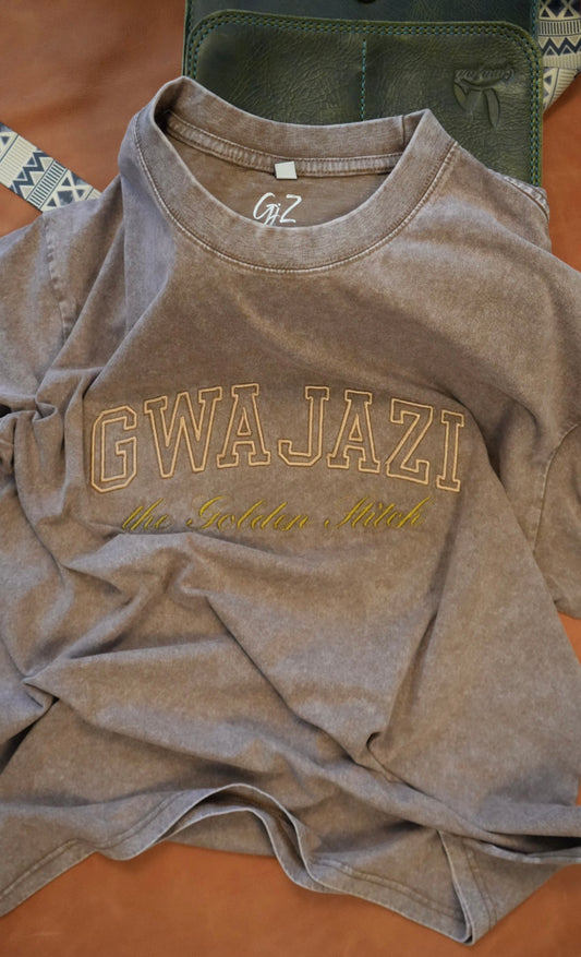Gwajazi “Golden Stitch” Tee - Sahara Sand