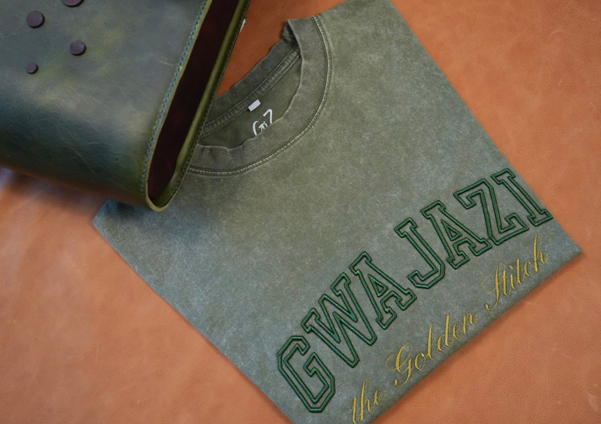 Gwajazi “Golden Stitch” Tee - Olive