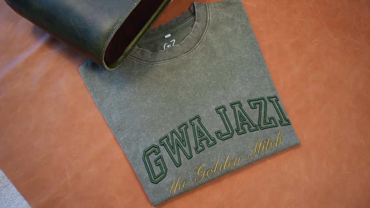 Gwajazi “Golden Stitch” Tee - Olive