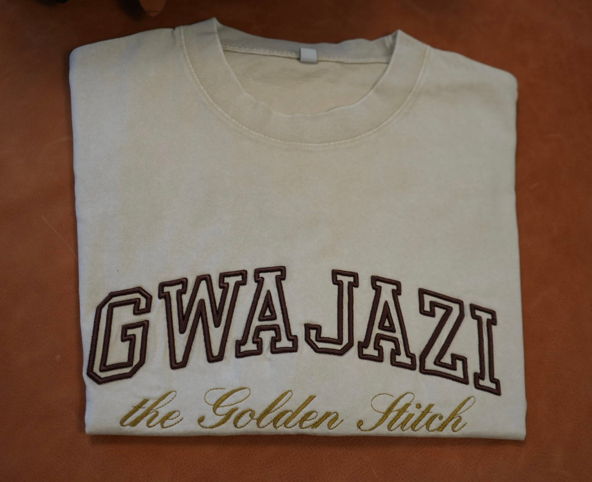 Gwajazi “Golden Stitch” Tee - Ivory