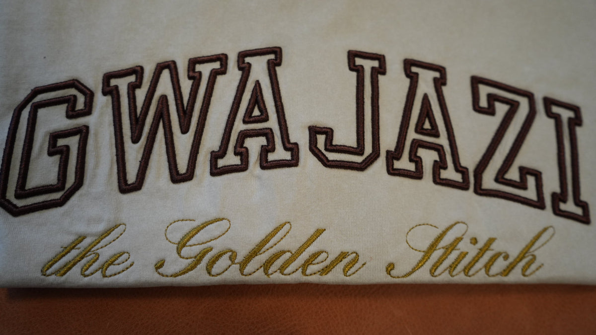 Gwajazi “Golden Stitch” Tee - Ivory