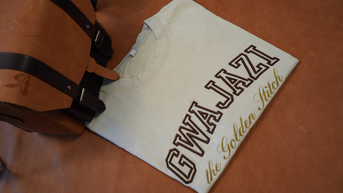 Gwajazi “Golden Stitch” Tee - Ivory