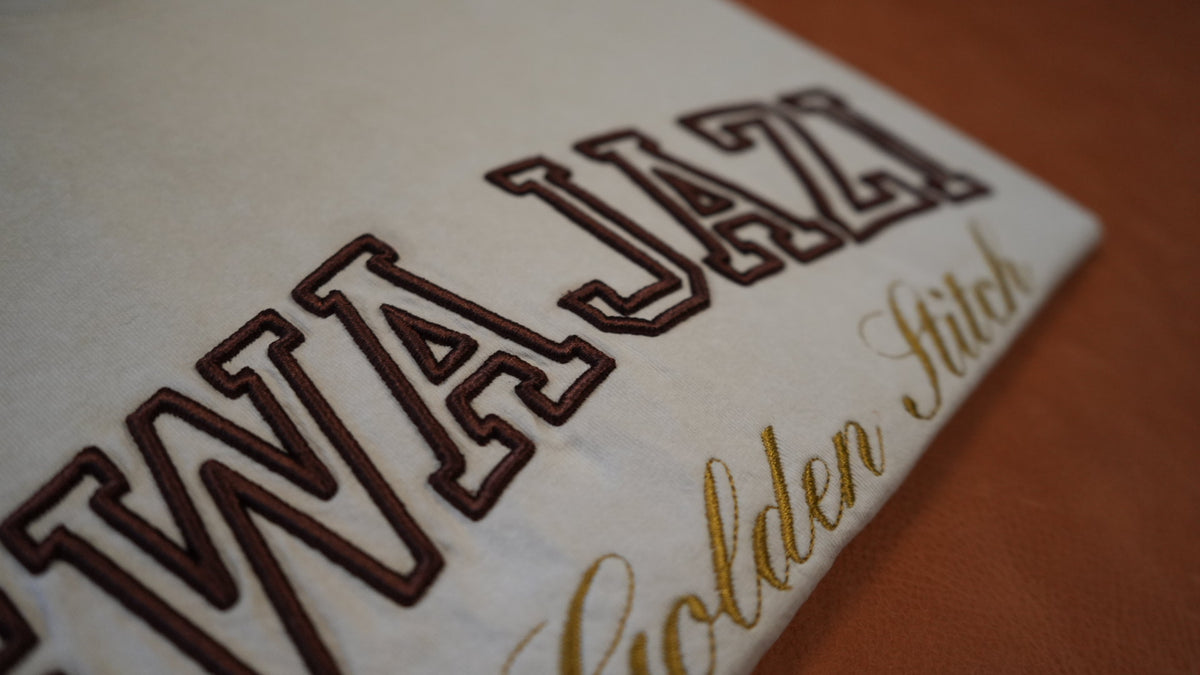 Gwajazi “Golden Stitch” Tee - Ivory