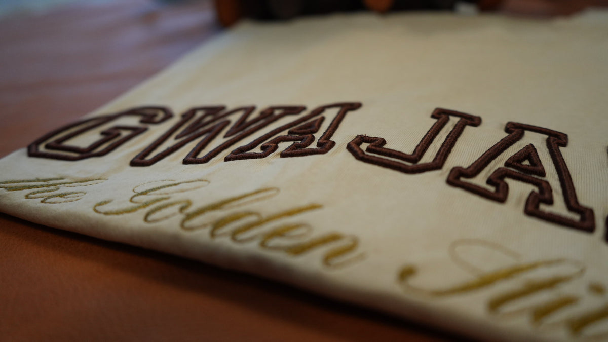 Gwajazi “Golden Stitch” Tee - Ivory