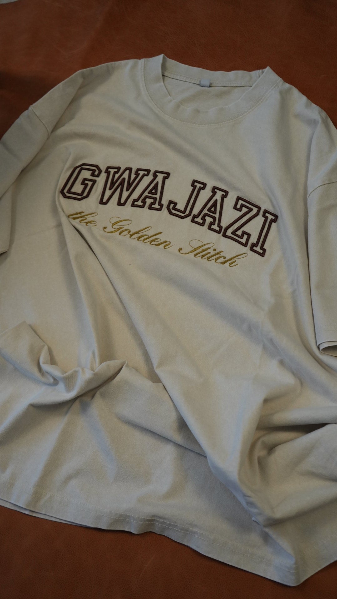 Gwajazi “Golden Stitch” Tee - Ivory