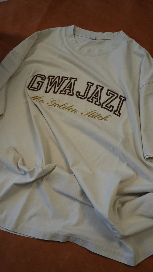 Gwajazi “Golden Stitch” Tee - Ivory