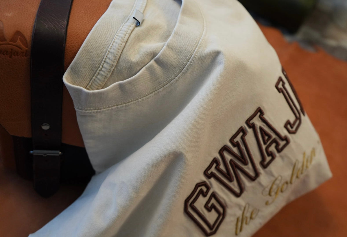 Gwajazi “Golden Stitch” Tee - Ivory