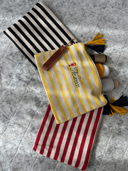 Personalised Striped Canvas Pouch