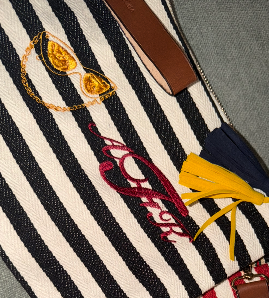 Personalised Striped Canvas Pouch